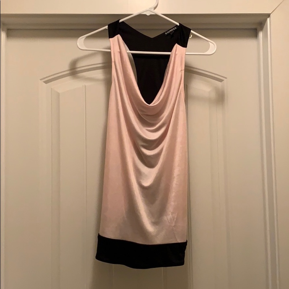 Light pink silky cowl neck shirt